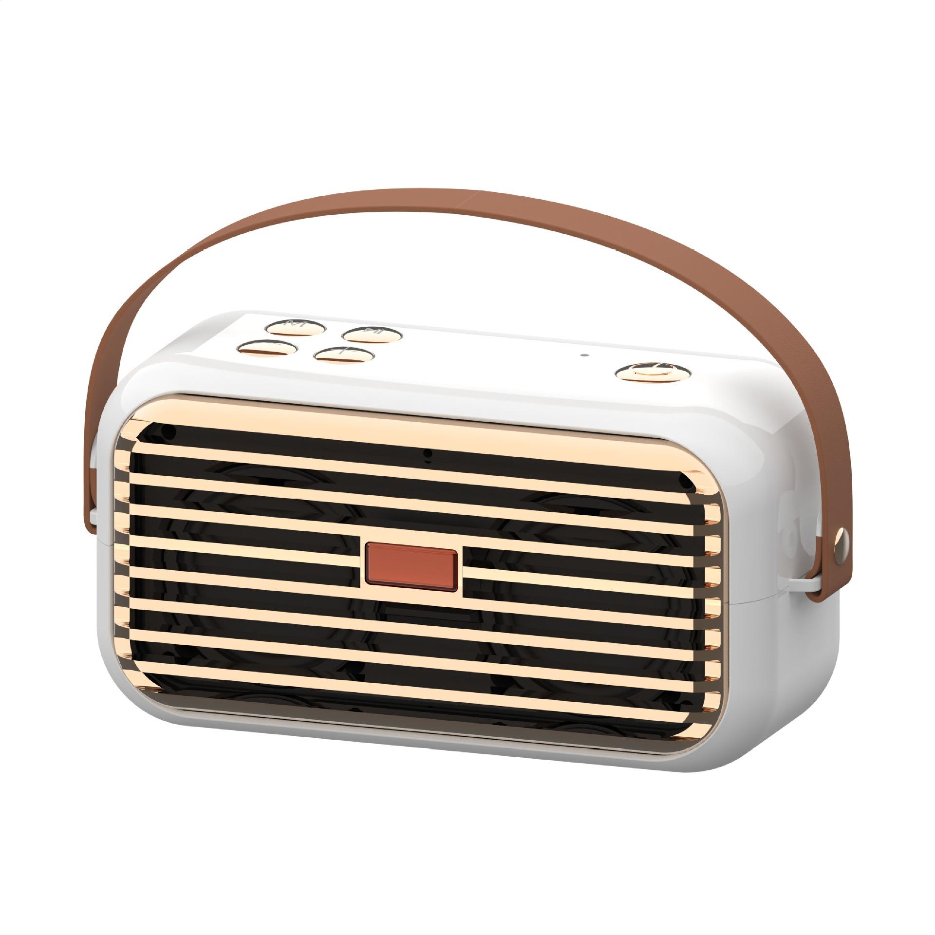 Retro plug-in wireless smart speaker with dual speakers, subwoofer, portable outdoor Bluetooth speaker