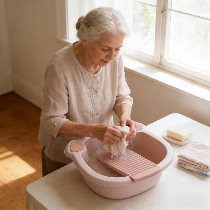 New Washing Basin with Laundry Board, Multi-Functional Plastic Basin, Non-Slip Portable for Handwashing Clothes, Socks, Underwear, Home Dorm Use