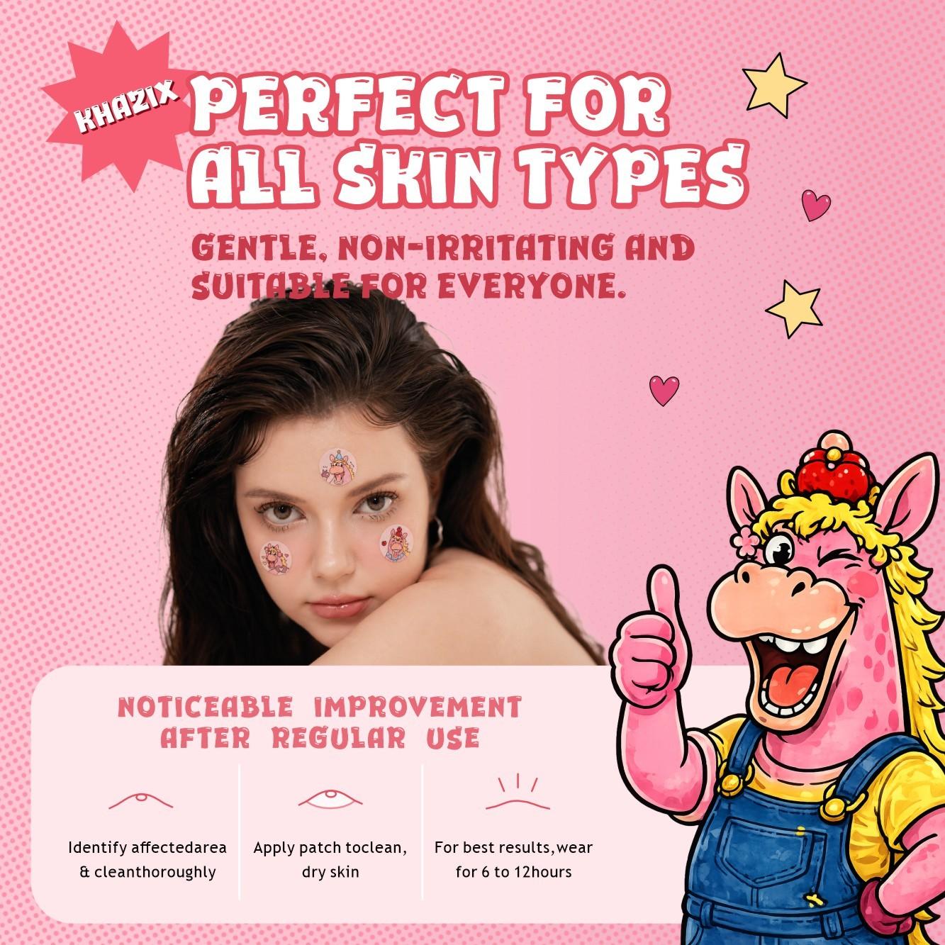 Cute Pimple Patch, Non-Irritating Makeup Covering Patch, Breathable, Daily Facial Care, Portable, Travel & Party Essential