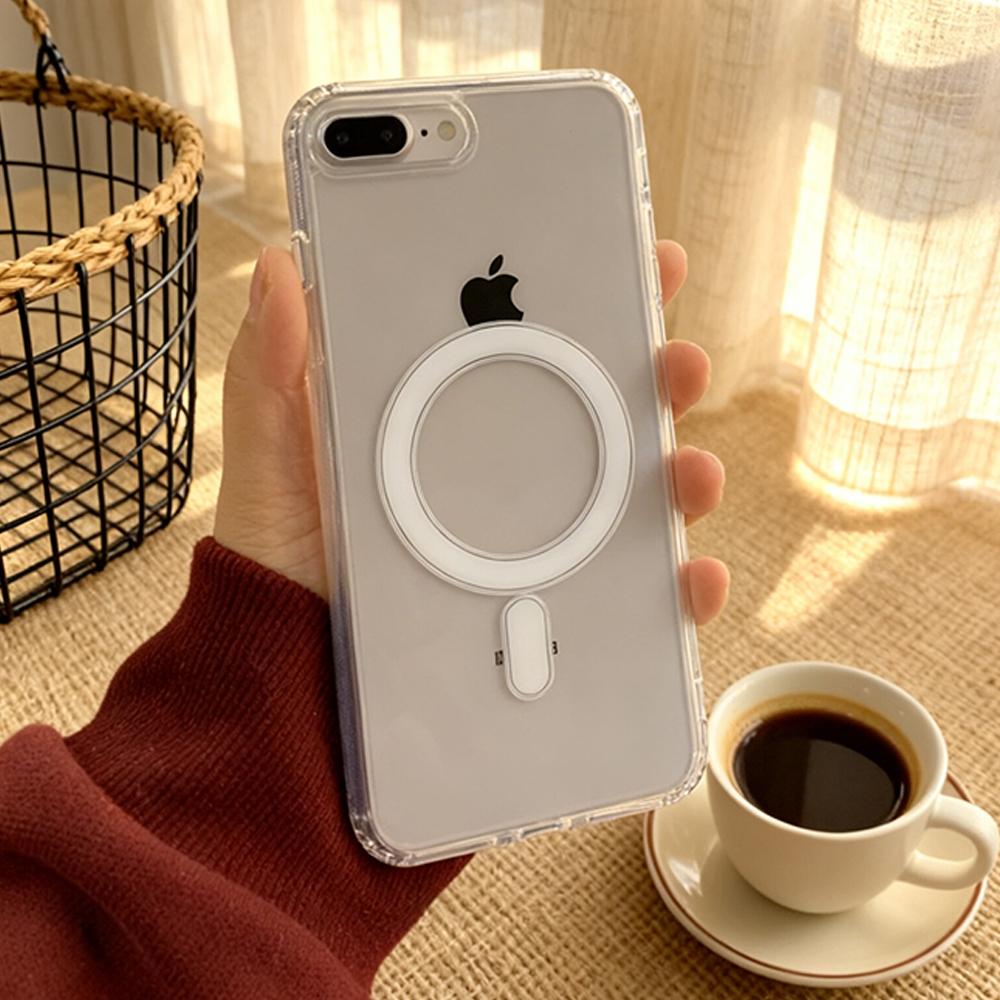For iPhone 7 8 SE2 SE3 7Plus 8Plus Hard Acrylic Protective Cover Magnetic Wireless Charge Clear Protector Case
