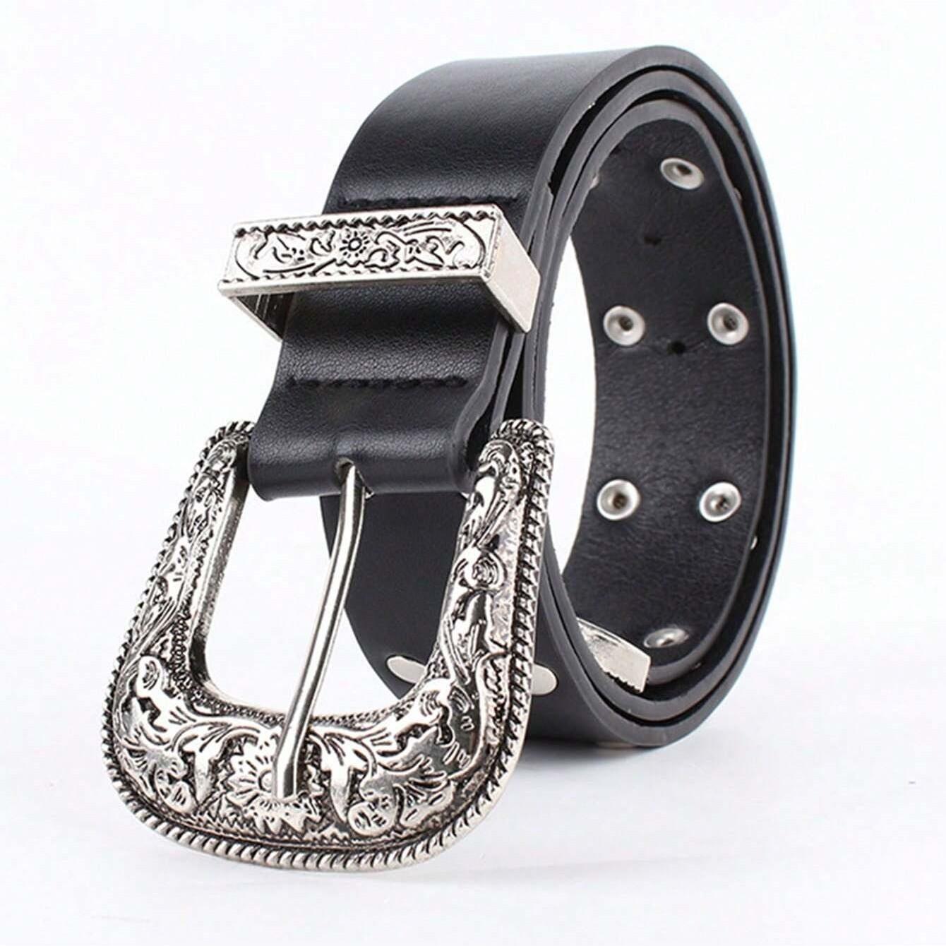 Y2K Vintage Versatile Belt, Carved Rivet Pin Buckle Fashion Belt, Suitable for Daily Wear, Dates, Stylish Accessory