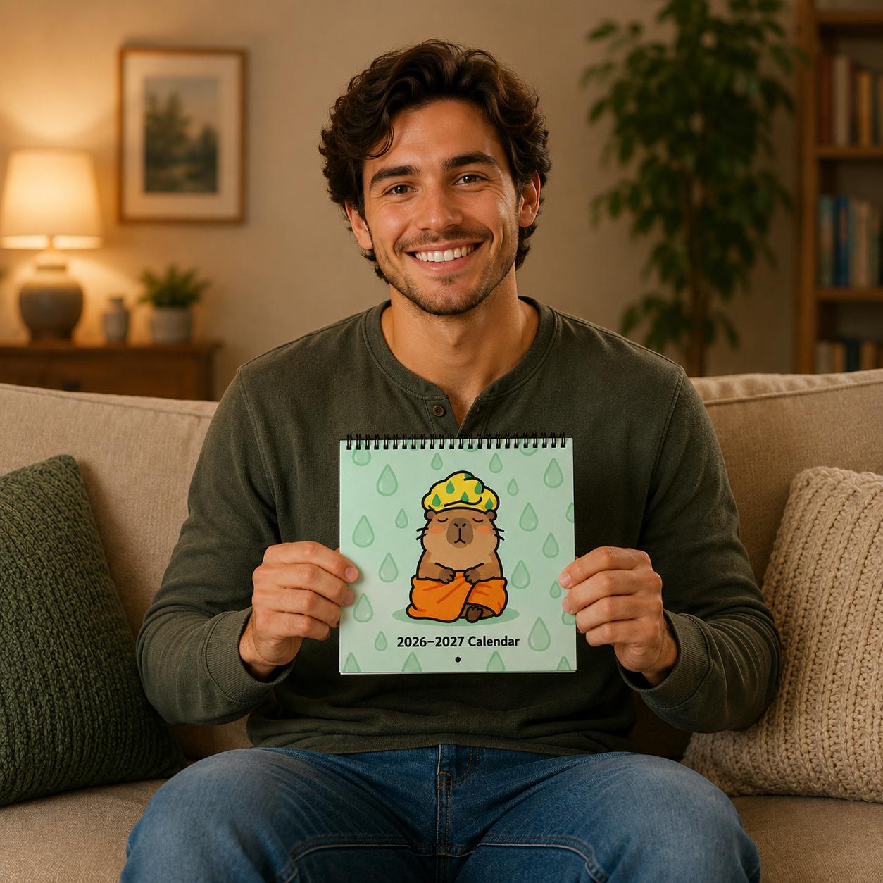 (18-month thick coated paper, spiral double-sided printing) Capybara Funny Wall Calendar 2026-2027 - 18-month daily tear-off desk calendar with hilarious jokes and quotes for office and home decor