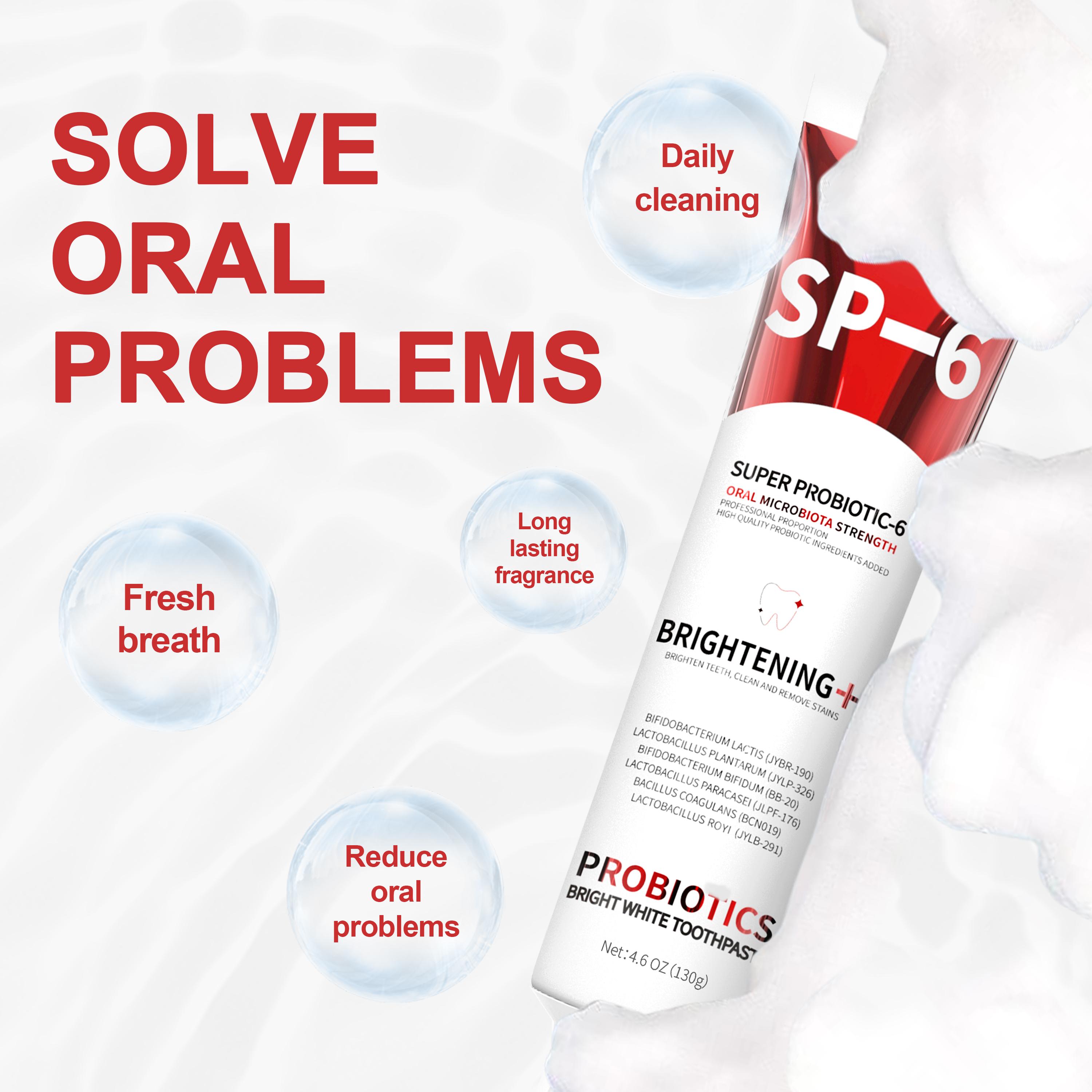 MSDRWIKEY SP-6 Probiotic Whitening Fresh Breath Toothpaste Set - 130g x 3 | Oral Care, Long-Lasting Freshness,Gift Ideas