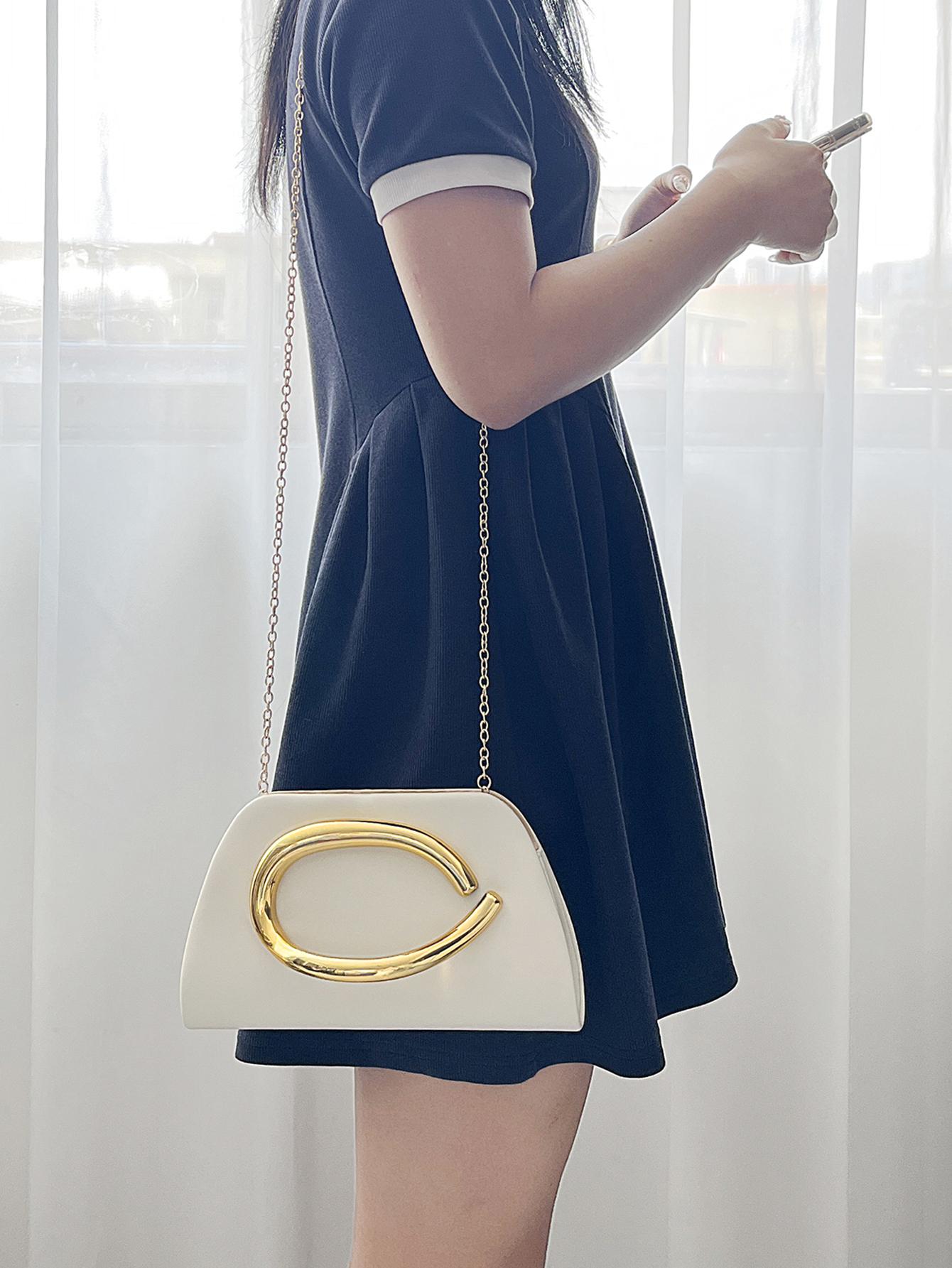 Women's Elegant Evening Clutch Bag with Detachable Chain Strap, Perfect for Weddings & Parties, Fashion Accessory for Special Occasions