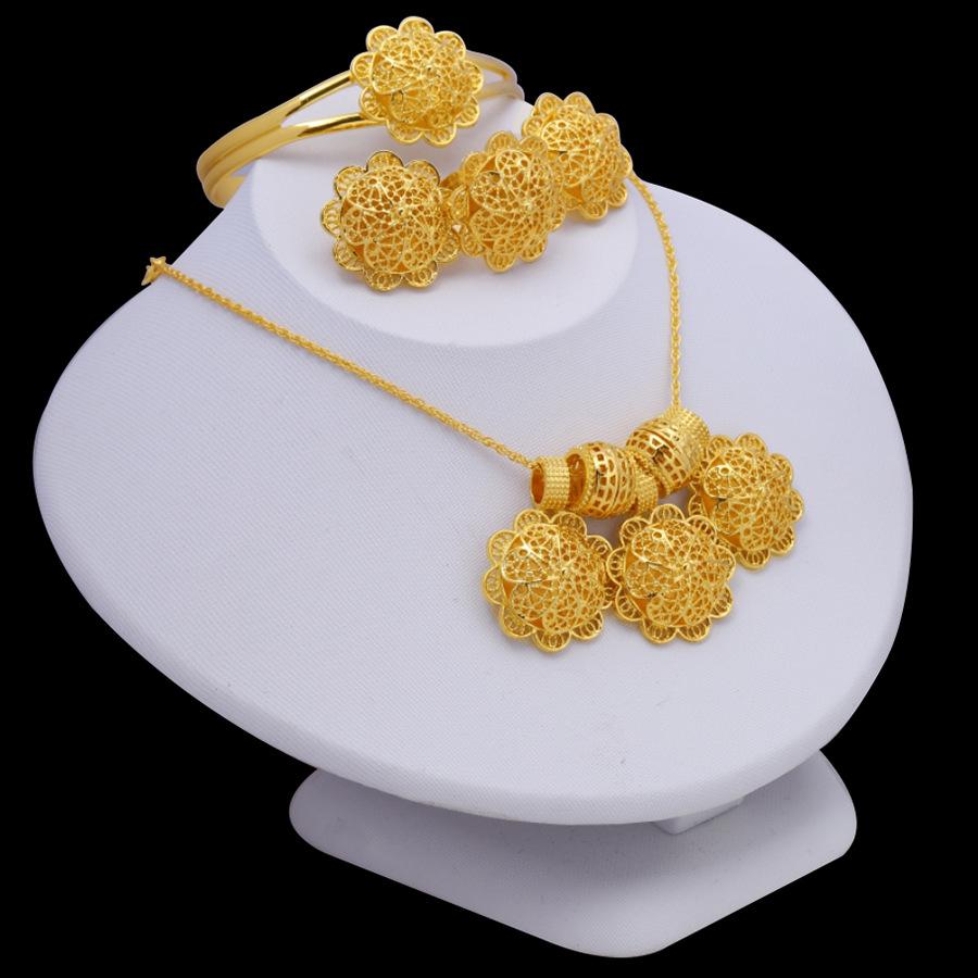 Affordable Luxury Viral Gold-Plated Filigree Jewelry Set, Female Daily ...