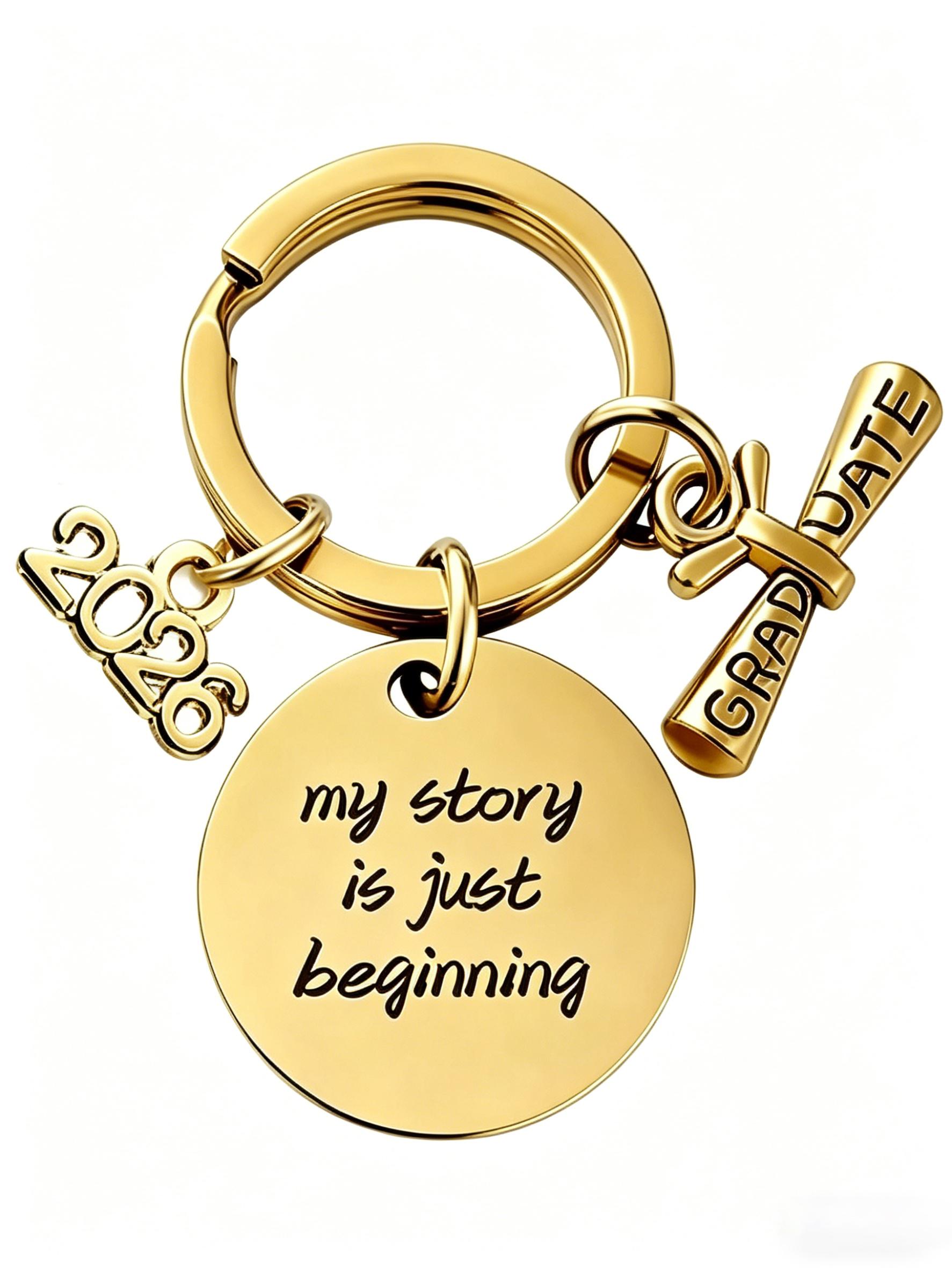 Graduation Gift Stainless Steel Keychain, Customizable Metal Keychain, Backpack Charm, Car Key Holder, Memorial Souvenir, Youth Memory Pendant