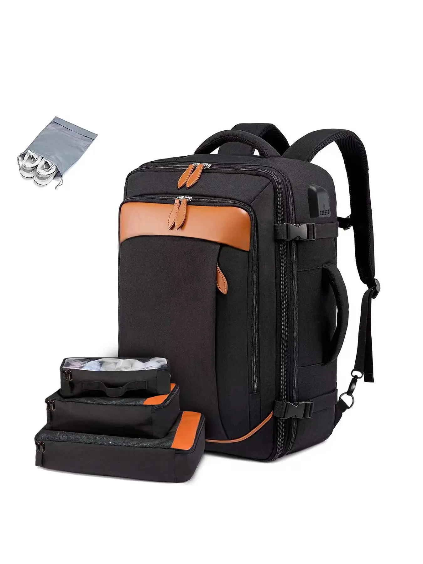 Large Capacity Unisex Backpack, Sporty Nylon Bag, Waterproof Laptop Backpack, Travel & Business, 3 Pockets, All Seasons