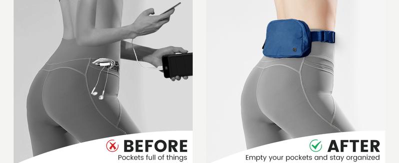 MEXS Everywhere Belt Bag 1.3L, Waterproof Fanny Packs for Women Men - Fashion Waist Packs with Adjustable Belts - Lightweight Hip Bum Crossbody Bags for Running/Outdoor/Dog Walking/Hiking