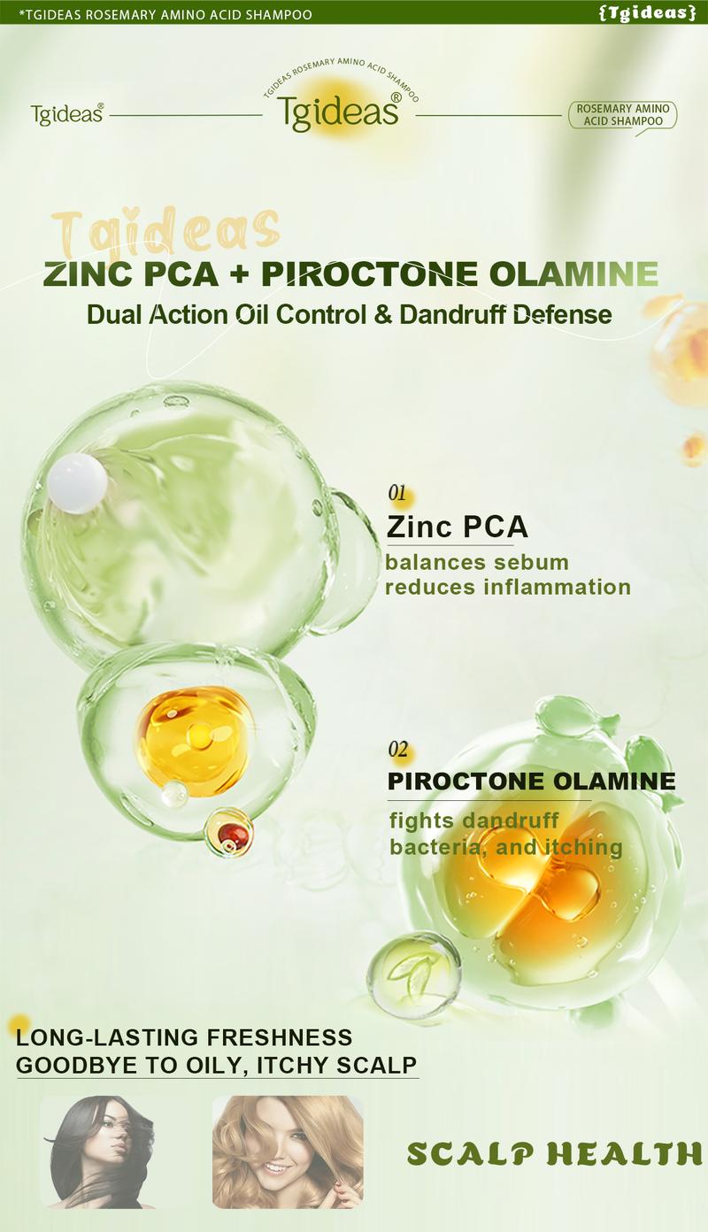 【 Buy 1-Get 1 Free!】Tgideas Anti-Hair Fall Hair Loss Treatment Shampoo Oil Control Anti Dandruff Haircare Rosemary Zinc PCA Help Hair Growth Amino Acid Hydrolyzed Protein Repair Reduce Hair Loss Scalp Cleanser Conditioner 250ML Gentle Smoother
