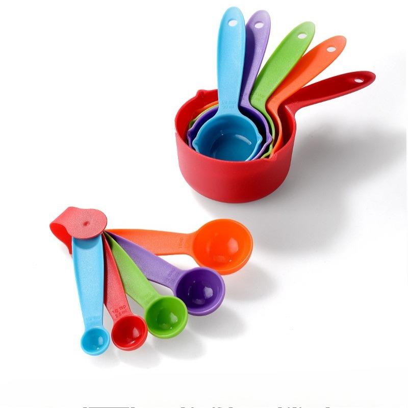 10 Piece Stackable Measuring Spoons Set, Plastic Measuring Cups, Kitchen Measuring Utensils, Precision Dry & Liquid Measurement, Essential Kitchen Tools for Baking and Cooking