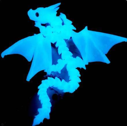 3D Printed Double-Horned Winged Dragon Figurine, Flexible Fully Articulated Multi-Joint Movable Model with Iridescent Gradient Finish, Room Decor, Household Items Decor, Sports & Outdoor Protective Gear Styling Accessory