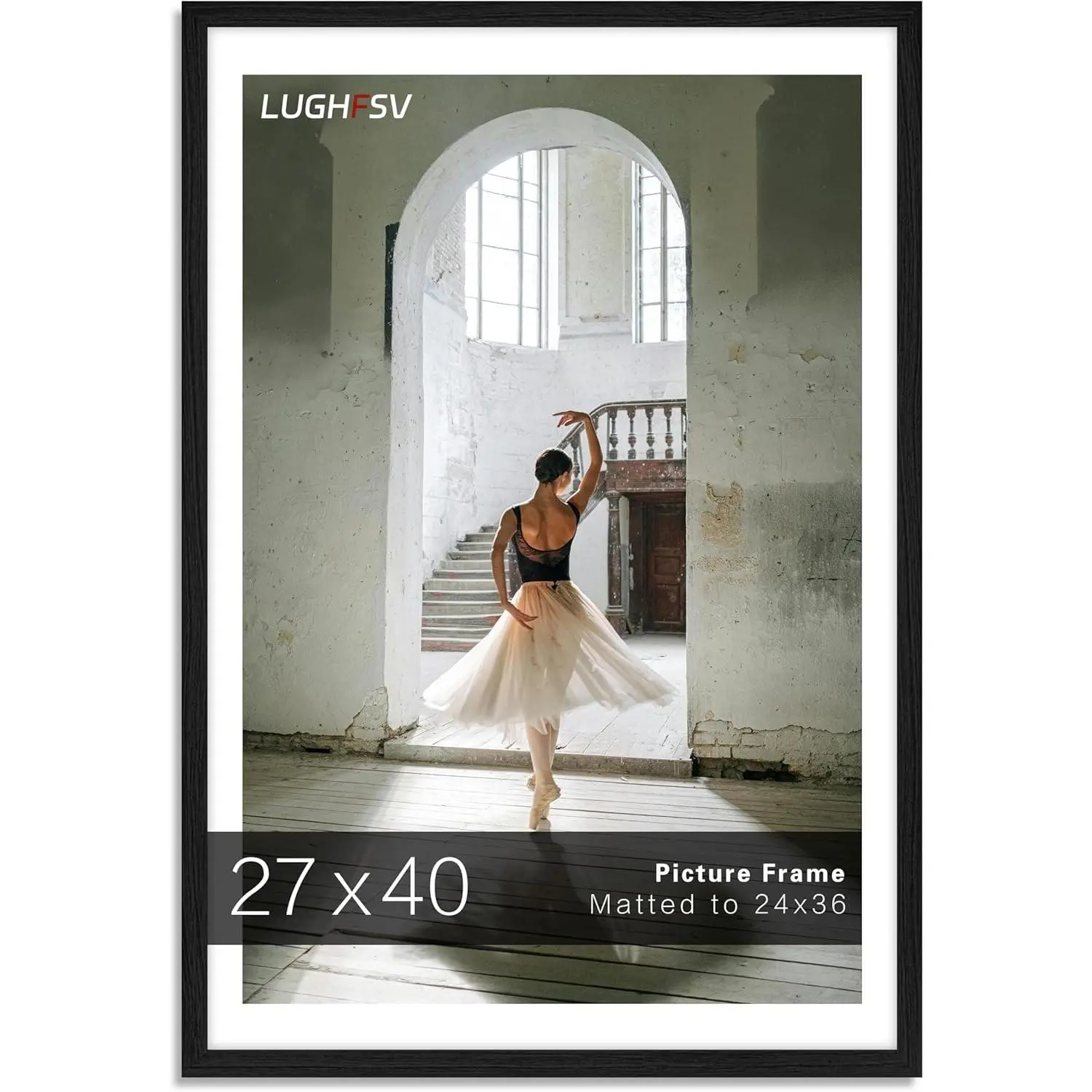 27x40 Large Wall Picture Frame for Room Decor, Vertical-Horizontal Hanging, Fits 24x36 Photos-Posters With Mat or 27x40 Without Mat