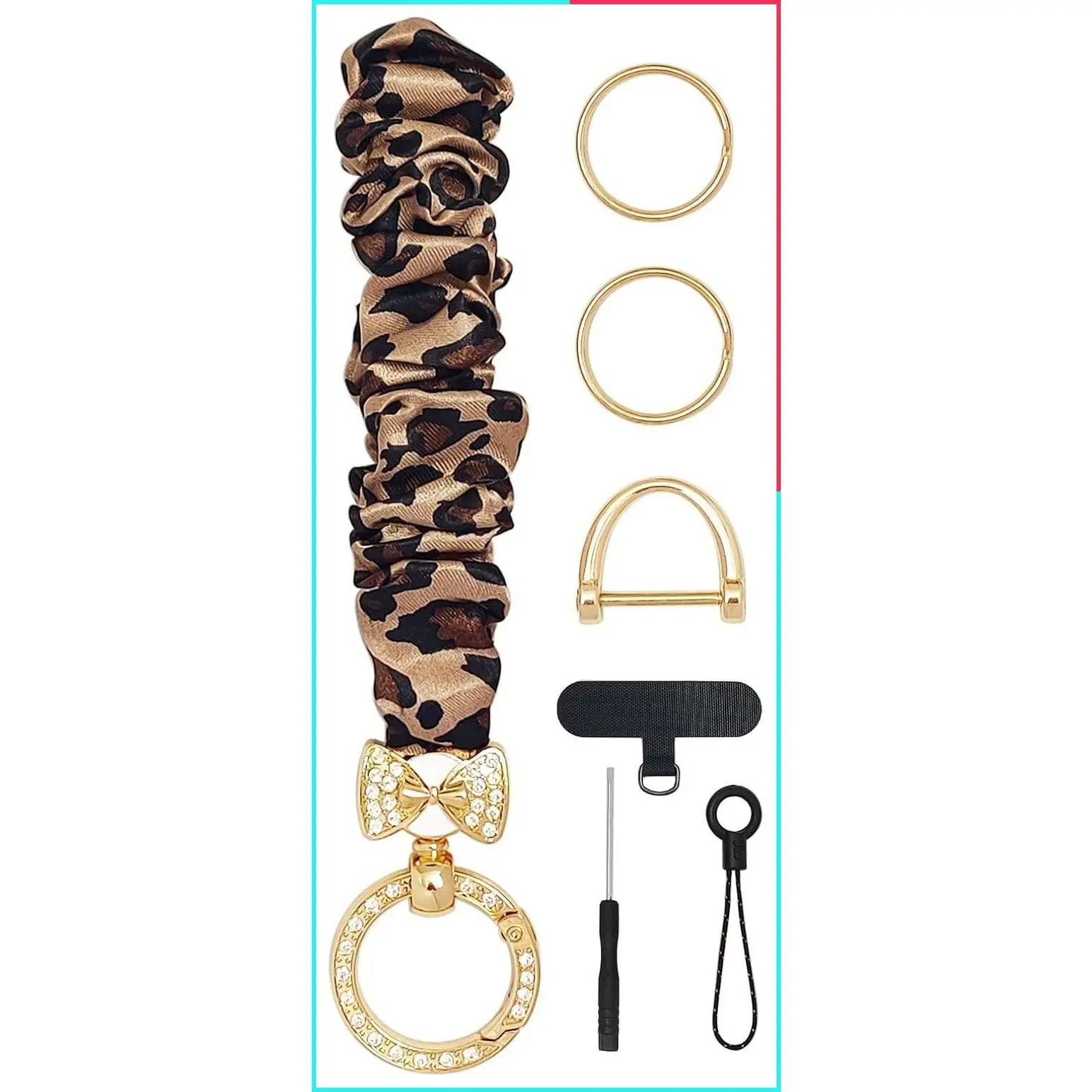 Sparkling Rhinestone Keychain Wristlet – Stretchy Crystal Key Chain Lanyard Bracelet for Car Keys, Women & Men