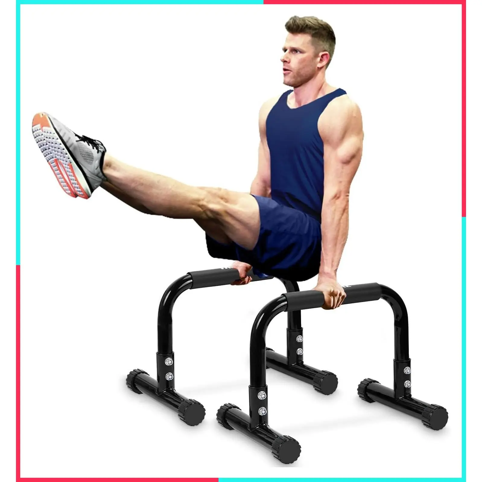 12 Inch High Non-Slip Parallettes Bars & Dip Bars with Foam Handles, Heavy-Duty No-Wobble Push Up Bar for Calisthenics, Handstand, L-Sit, Gymnastics & Strength Training at Home Gym