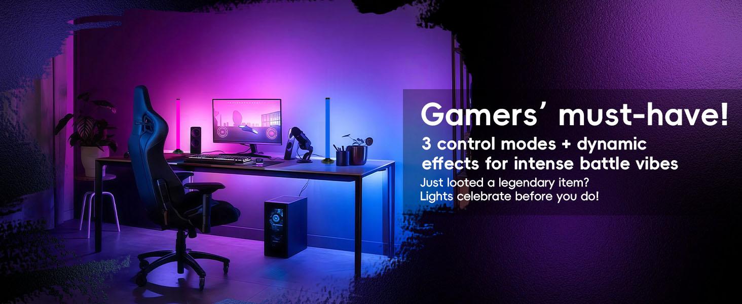2pcs RGBIC Light Bar, RGB Night Light, RGB Light For Computer Desk, App & Remote Control, USB Powered, 8 Scene Modes and 16 Million Colors, Three Control Modes, Dynamic Music Sync Mode, LED Gaming Lights for PC, Desktop Lamp, Decorative lights, Mood Light 2pcs RGBIC Light Bar, RGB Night Light, RGB Light For Computer Desk, App & Remote Control, USB Powered, 8 Scene Modes and 16 Million Colors, Three Control Modes, Dynamic Music Sync Mode, LED Gaming Lights for PC, Desktop Lamp, Decorative lights, Mood Light