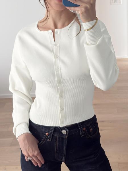 Women's Casual Slim-Fit Long Sleeve Sweater Knitwear, Thin Knitted Cardigan for Fall Season, Daily Wear Fashionable Design