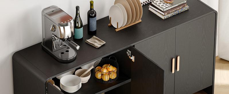 【Valentine's Day gift】ONBRILL 48 Inches Buffet Cabinet with Storage, Farmhouse Sideboard Buffet w/2 Drawers and 3 Doors, Wood Coffee Bar Cabinet with Adjustable Shelves, Sideboard Storage for Kitchen, Living Room