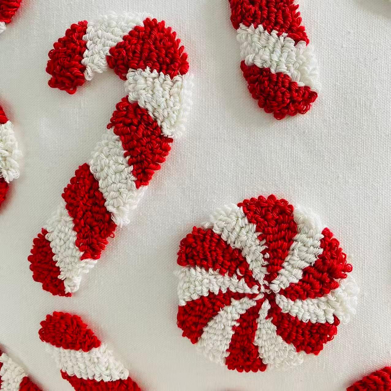 1 Christmas pillow cover, 17.7x17.7 inches, candy cane design, zipper seal, modern canvas decorative cushion cover suitable for living room, bedroom, study,-excluding inner core, sofa cushion, decorative pillow, beautiful modern cushion cover, living room