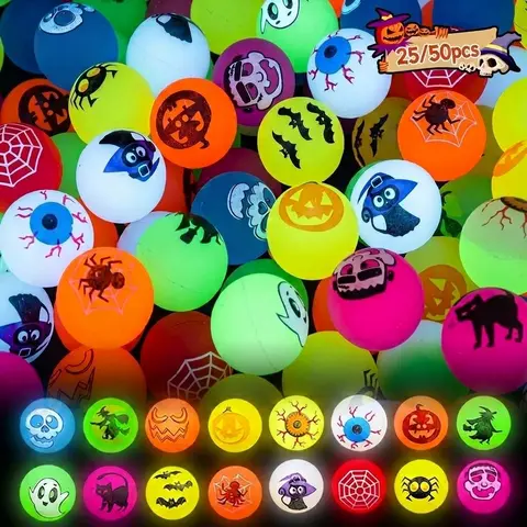 25/50 PCS Halloween Glow in The Dark Eyeball Bouncy Balls, Spooky Eyeballs Party Favor Decorations, Halloween Goodie Bag Fillers, Trick or Treat Handout, School Classroom Game Rewards & Holiday Party Supplies