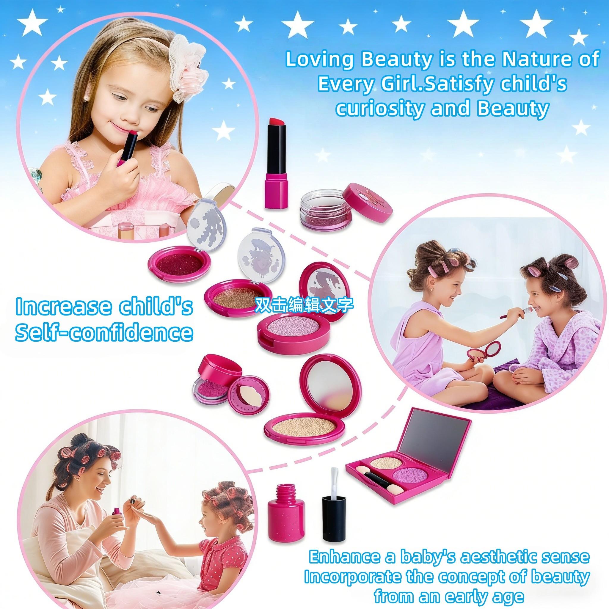 Realistic Makeup Toy Set, 22/14pcs Plastic Cosmetic Bag Kit, Non-Real Cosmetics, 3 to 9 Years Old, Princess Birthday Gift