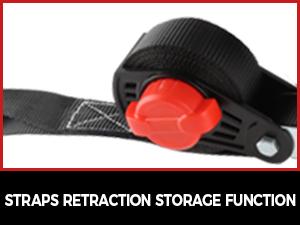 NeatStrap Self-Storing Retractable Ratcheting Straps (4PK) - 1"x15', 1500lbs Break Strength, Safety Lock, Chromoly S Hooks, Plastic-Grip Lever, Vinyl Soft Loops - Time-Saving Load Binding for Motorcycle, Moving Truck Cargo, Heavy Duty, Bikes, Chromoly Ste