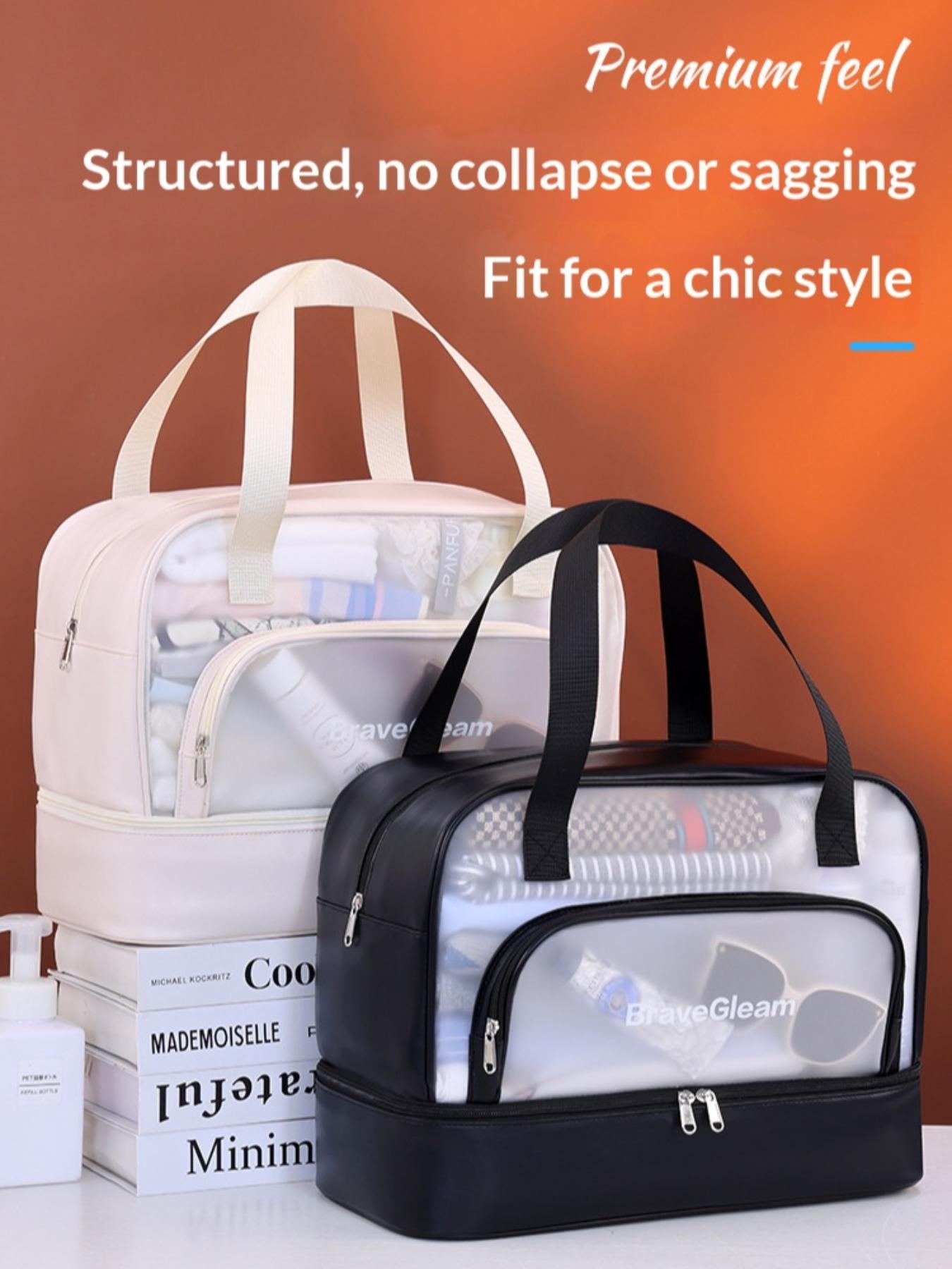 Double Layer Swim Bag for Women, Large Capacity Dry Wet Separation, Shoe Compartment, Travel Makeup Bag, Gym Shower Backpack, Pool Bag