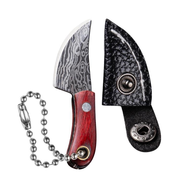 1 box, mini pattern set, including 4 knives, 4 knife sheaths, 1 sharpening stone, outdoor camping EDC tool set, portable keychain, multi-purpose, Edc Multi Tools, Portable Multipurpose Knives, Camping Supplies, Camping Gear