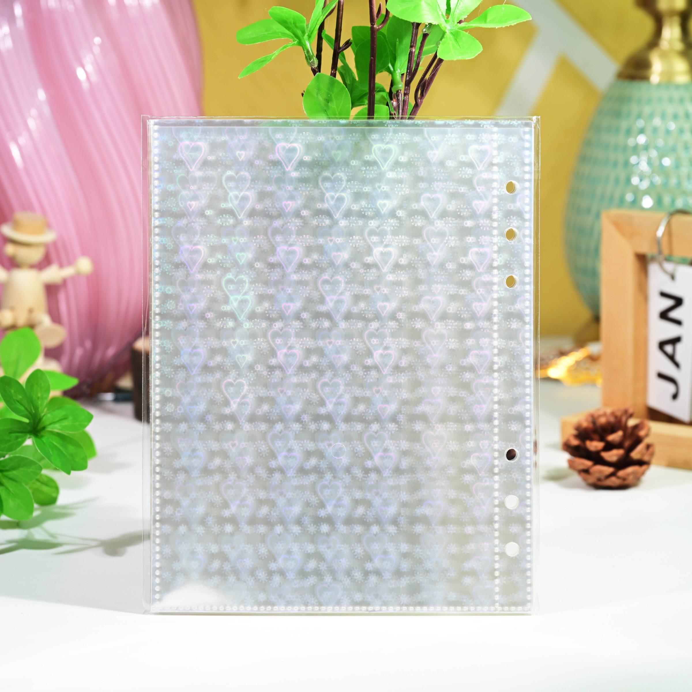 10pcs A5 Laser Transparent PP Photo Album Inserts, 6-Hole Ring Binder Pockets, 1 Slot/2 Slots, Photo Storage, Office Supplies Accessories