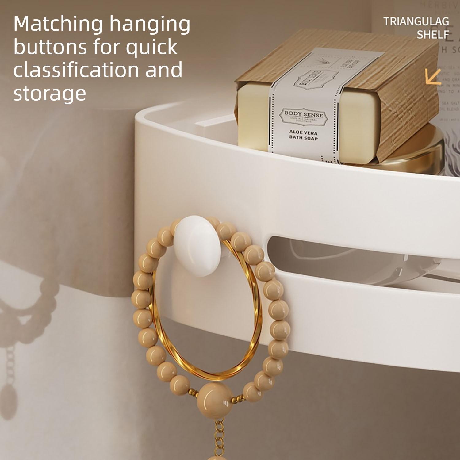 Corner Shower Rack, No-Drill Suction Cup Corner Shelf, Rustproof Abs Plastic Wall-Mounted Bathroom Organizer, Space-Saving Shower Caddy