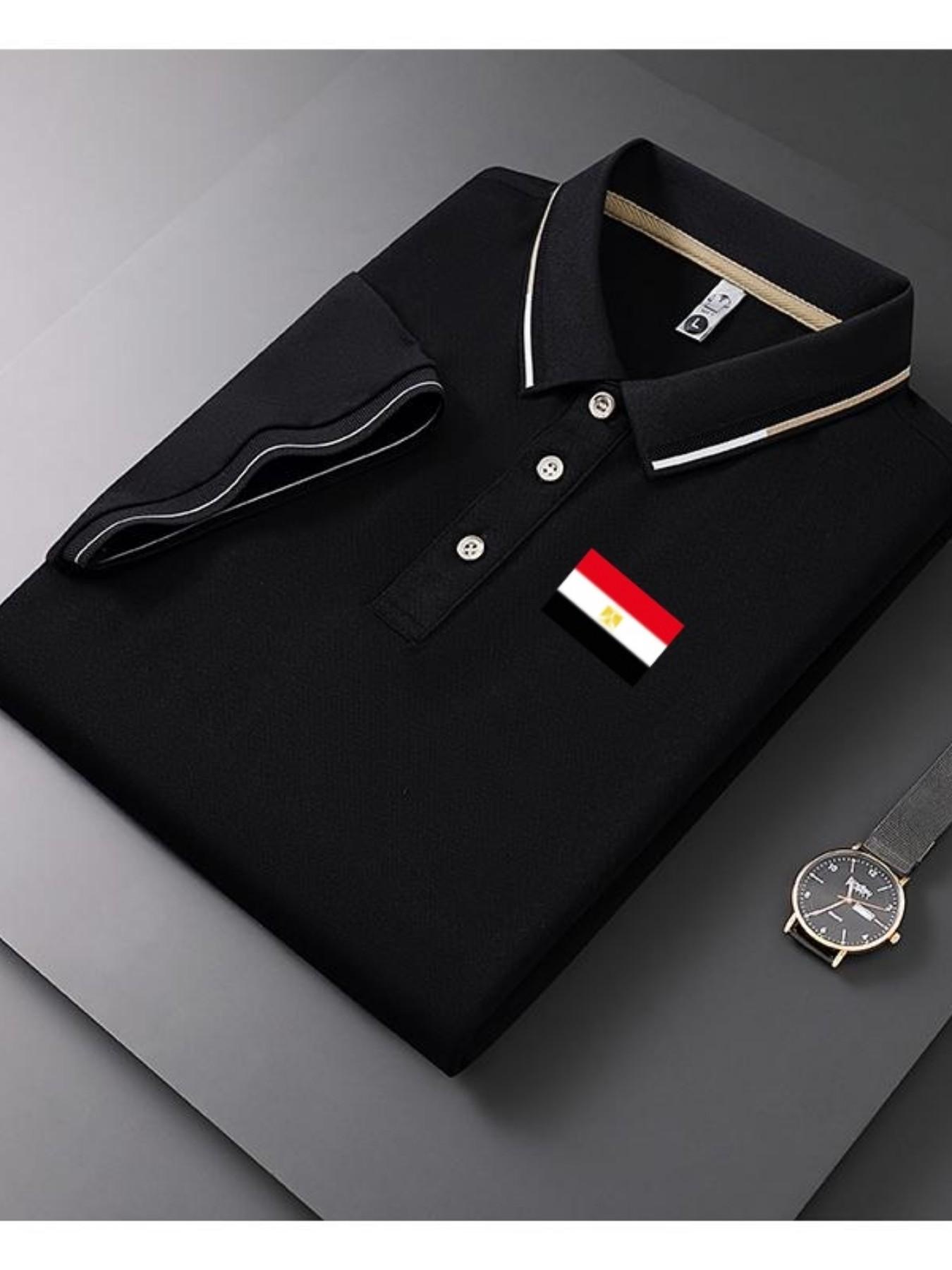 Men's Casual Summer Print T-Shirt, Fashionable Short Sleeve Top, Geometric Design, Lightweight Breathable Polo Shirt