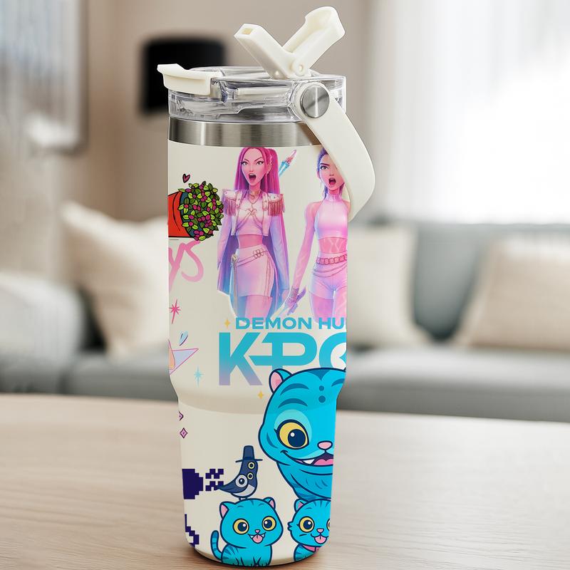 Auracup 1pc 30oz Stainless Steel Insulated Tumbler, KPop Demon Hunters, with Lid and Straw, Keep Hot 12H/Cold 24H, Great for School, Travel or Coffee, Fun Gift for Teens or Pop Culture Fans, Halloween, family cookware, themed event decoration, party props Auracup 1pc 30oz Stainless Steel Insulated Tumbler, KPop Demon Hunters, with Lid and Straw, Keep Hot 12H/Cold 24H, Great for School, Travel or Coffee, Fun Gift for Teens or Pop Culture Fans, Halloween, family cookware, themed event decoration, party props