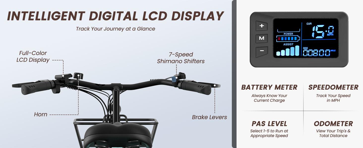 MOONCOOL Electric Bike for Adults, 700W Peak Power City Cruiser Ebike, 40 Miles 20MPH Electric Bicycle with 36V 10.4Ah Removable Battery, 7-Speed and Shock Absorber Electric Commuter Bike