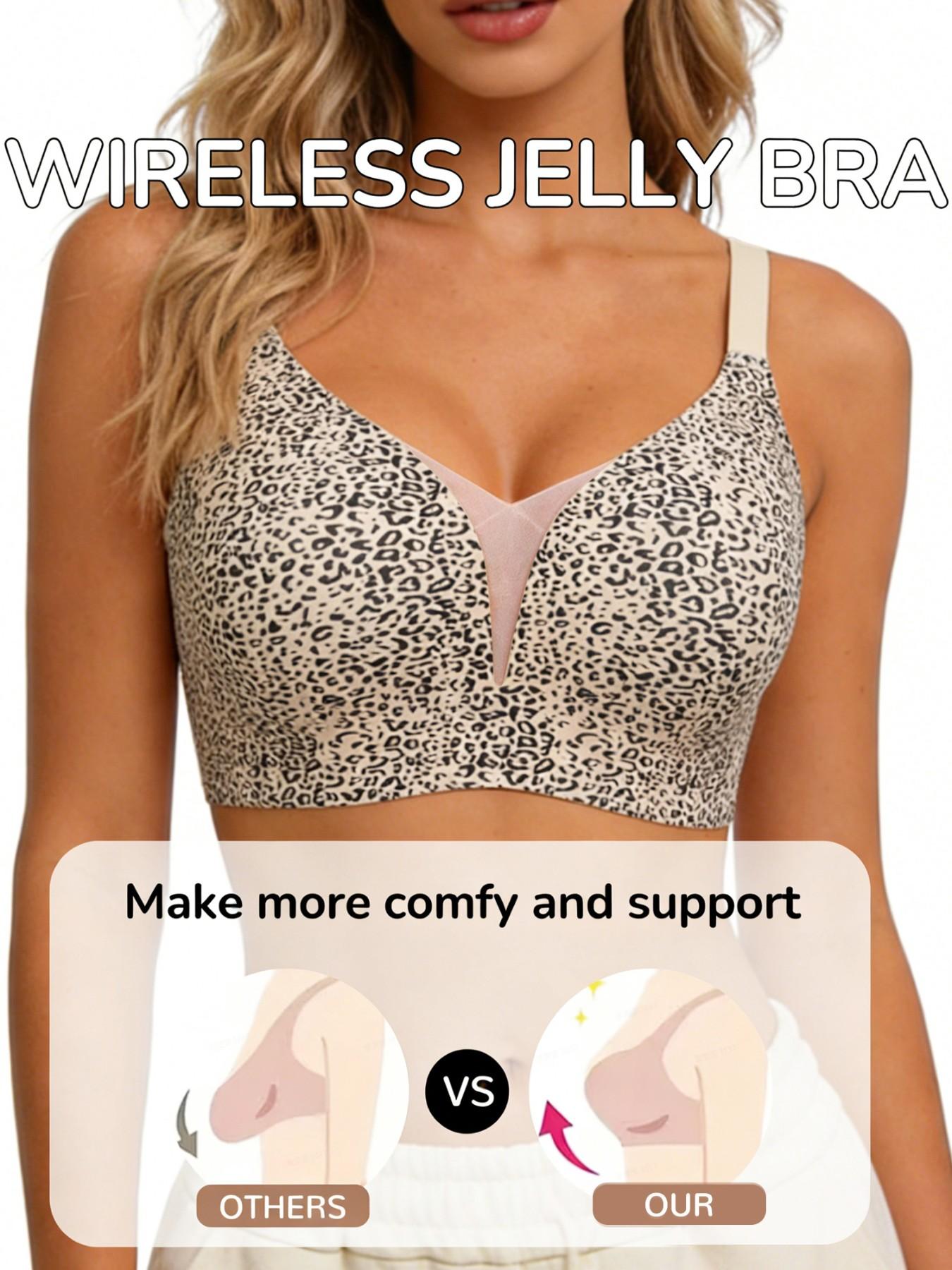 Jelly Wireless Bra For Women Push Up, Sexy Deep V Mesh Lingerie, Full Coverage Soft Support, Seamless Invisible T-Shirt Bralette, Breathable Summer Essential, All Day Comfort Basic Inner Layer, Perfect Mother's Day Gift