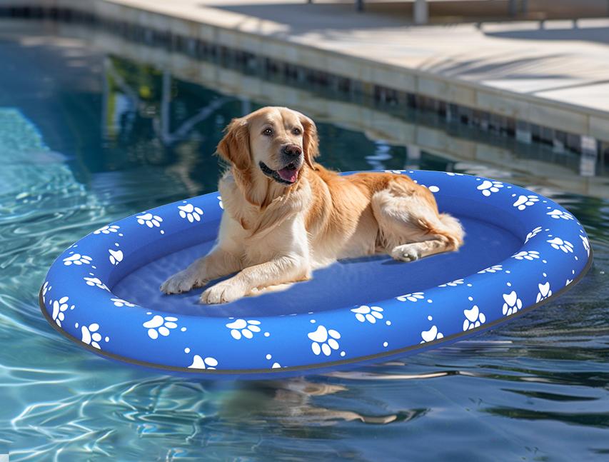 DONO Dog Float Raft - Large Bone-Yellow Inflatable Swimming Float for Summer, Portable Pool Floaters with Sturdy Fabric Covering, Cute Cooling Toys for Small Medium Large Dogs