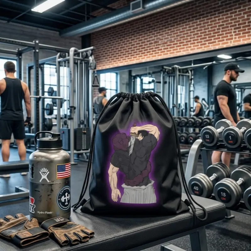 Jujutsu Kaisen Anime Drawstring Backpack, Gojo Satoru Ryomen Sukuna & Toji Fushiguro Printed Gym Sackpack, Black Cinch Bag for School Sport Fans backtoschool