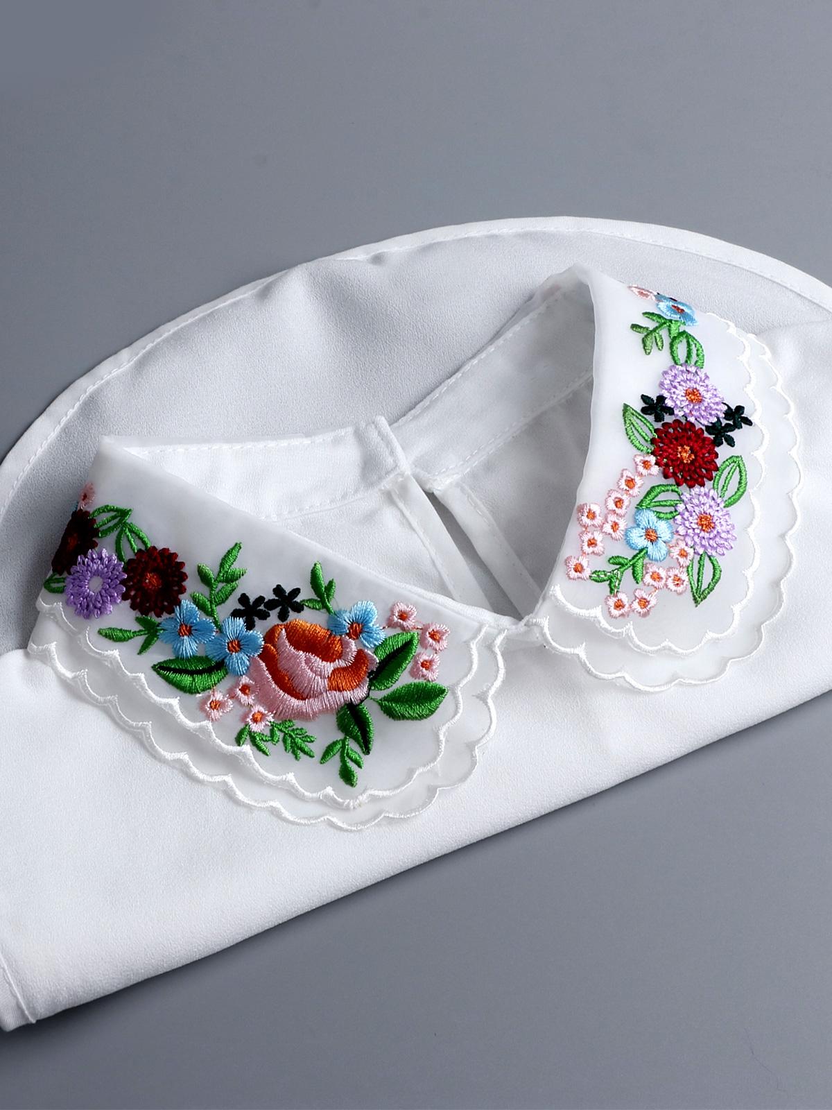 Embroidery Fakes Collar Women Cotton Detachable White Collar Dickey Half Shirts, Detachable White Collar One Size Can Be Paired With Various Jackets Suitable For Business, Gatherings, And Various Occasions Not Deformed And Easy To Clean