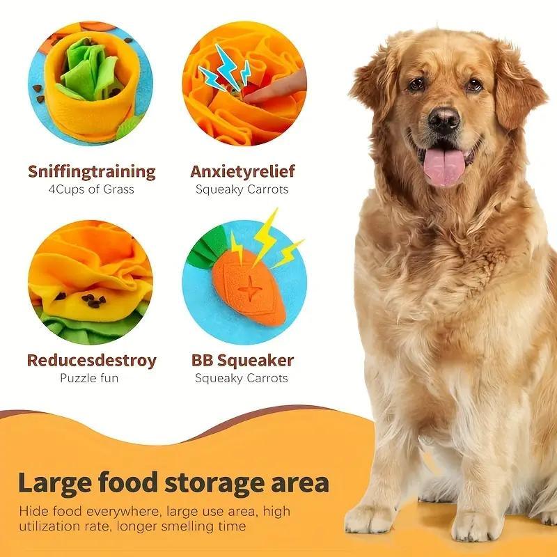 Interactive Dog Sniffing Mat, Dura Poly Fiber Feeding Blanket, Slow Feeder & Search Skills Toy, Scented Food & Hidden Treats, All Breeds