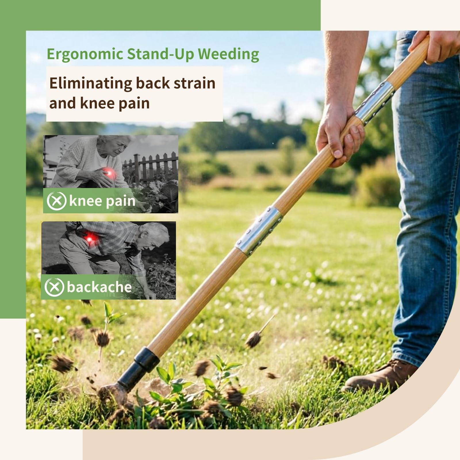 LIVOPRO New Stand-Up Weeding Tool with 4-Claw Steel Head & Long Handle, Manual Weed Puller Removes Weeds & Roots, No Bending or Kneeling Required for Garden, Lawn & Outdoor Use