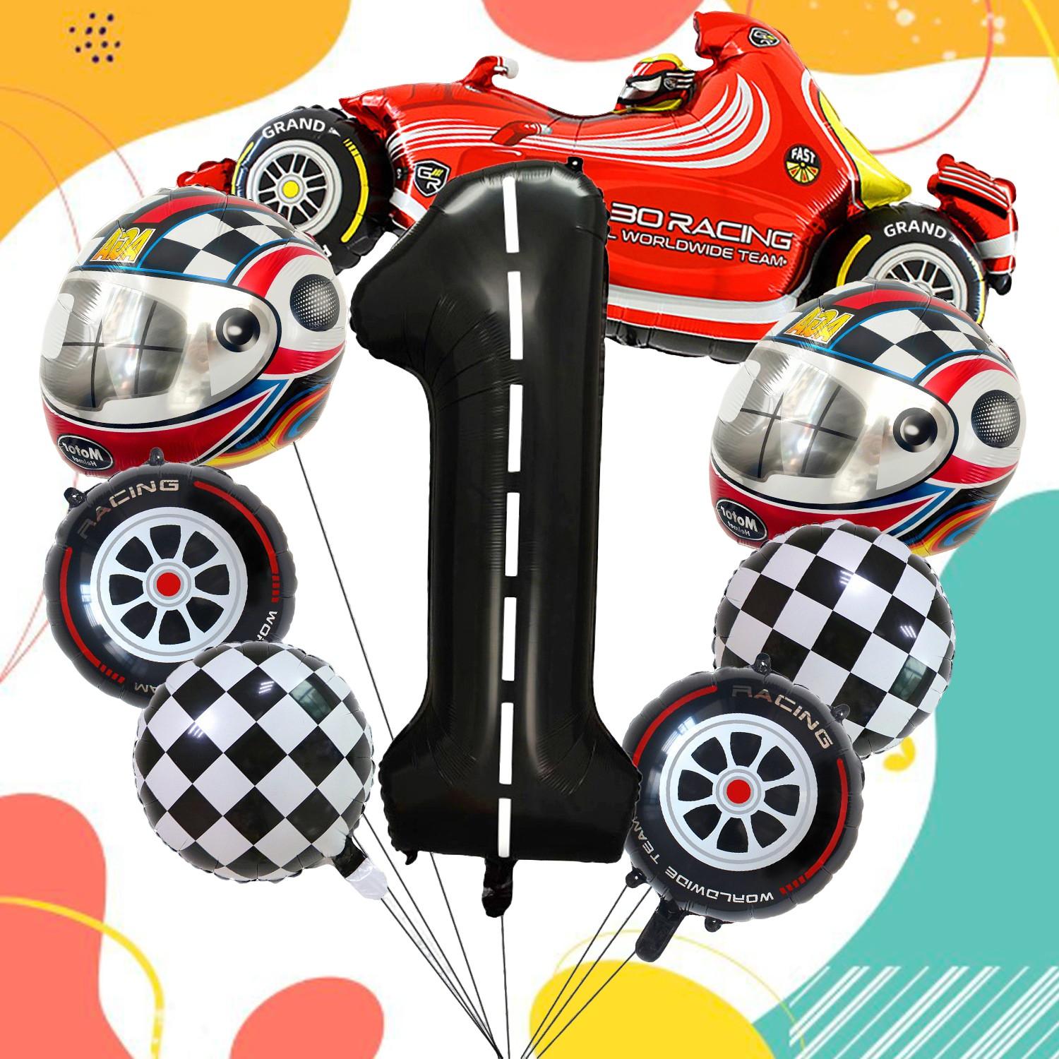 Race Car Theme Foil Balloons, Multi Shape Mixed Color Set, Sports Events, Championship Celebrations, Festival & Party Decor