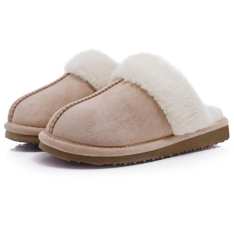 KIDMI Women's Fuzzy Slippers Memory Foam Slippers Waterproof upper Autumn Winter House Shoes Indoor and Outdoor Slippers Trendy Fluffy Bedroom Slides Plaform Short Plush Slippers Warm Walking Shoes
