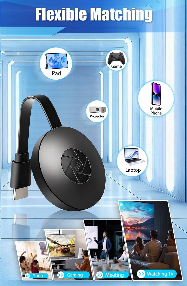 Wireless HDMI Display Adapter – 2.4GHz WiFi HD Screen Mirroring Device for Smartphones, Tablets, Laptops, Stream Videos, Photos, Media Files to TV, Projector, Monitor, Support Miracast Airplay DLNA, Digital Products, Electronic Gadgets