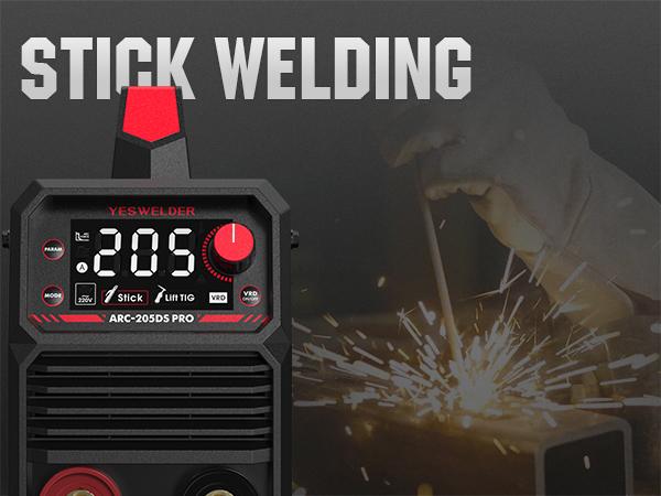 YESWELDER ARC-205DS-PRO 205Amp Stick Welder | 110/220V Dual Volts MMA Welding Machine | Hot Start, Arc Force, Anti-Stick & VRD