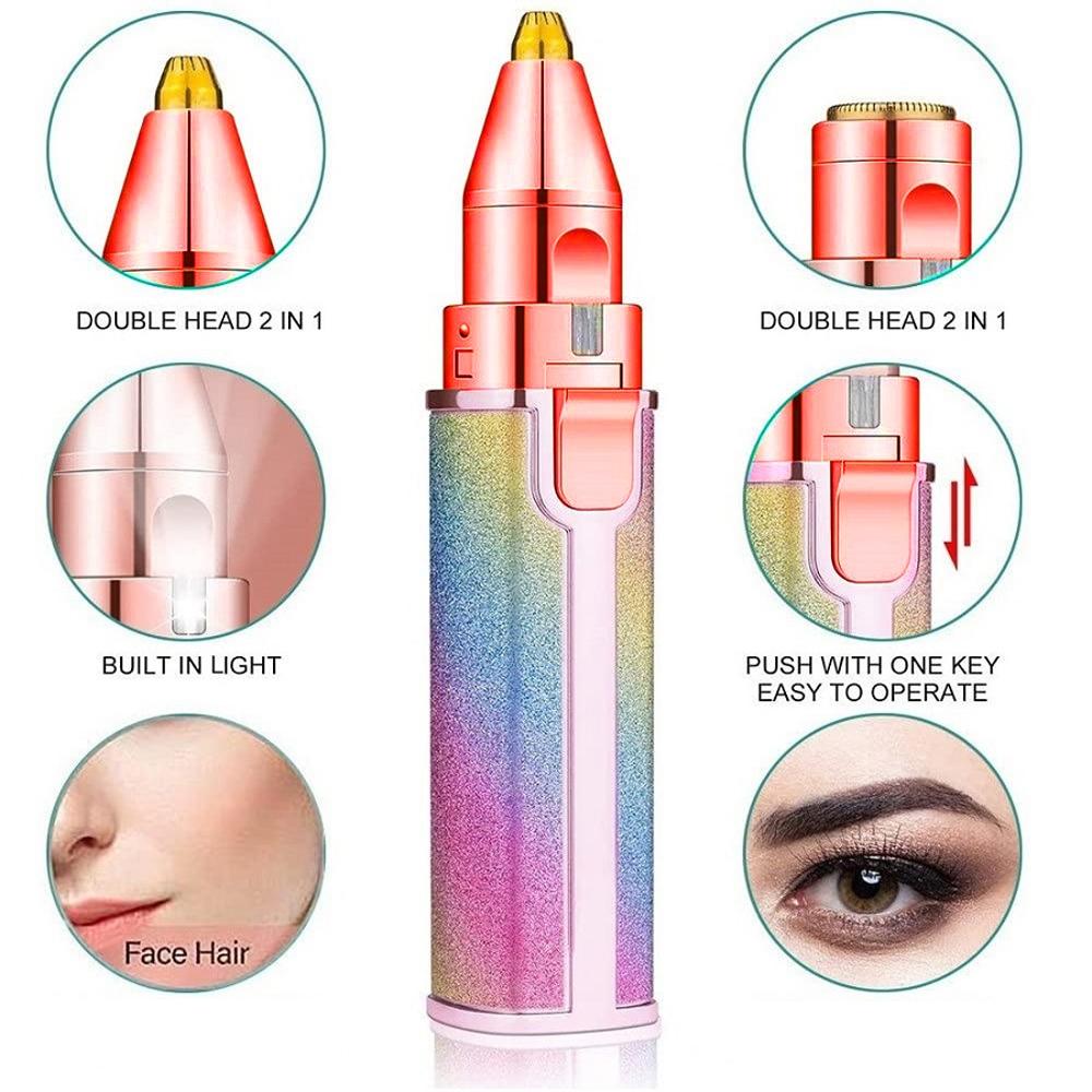 2 in 1 Facial & Eyebrow Hair Trimmer, Electric Eyebrow Trimmer, Portable Eyebrow Trimmer, Lip Facial Body Hair Removal Tool, Facial Hair Care Tool, Electric Shaver Women, Cordless Shaver