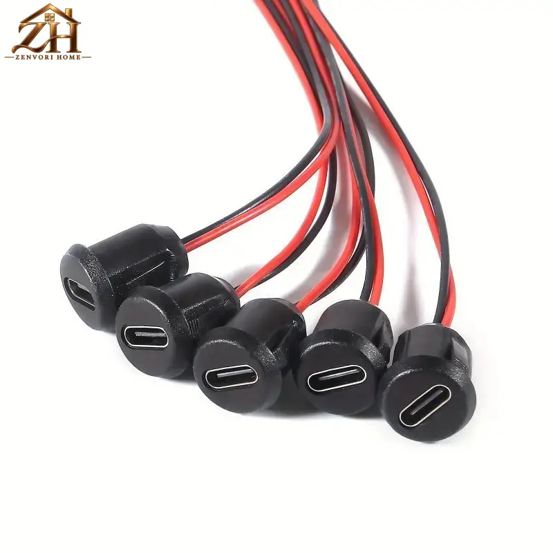 ZVHE 5pcs 2Pin USB Connector, Type-C Female Socket, Fast Charging Socket Charging Port, USB-C Charger Plug RV Plugs, Inlets & Receptacles, Multiple Sockets, Power Socket, USB Ports Socket