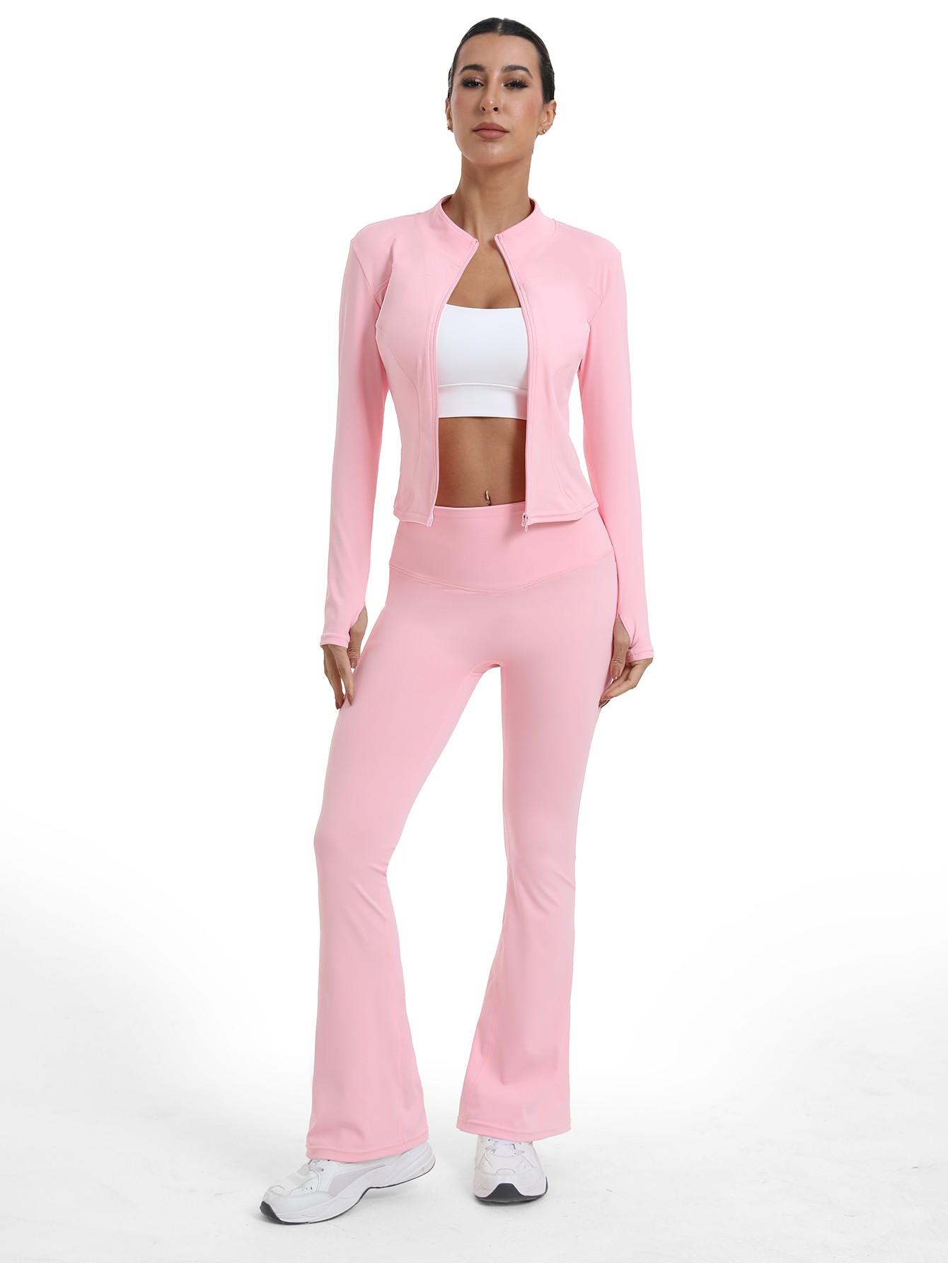 New Women's Two-Piece Set, Fashion Simple Solid Color Long Sleeve, High Elasticity Yoga Pants, Suitable for Daily Wear, Running, Cycling, Sports Activewear Set