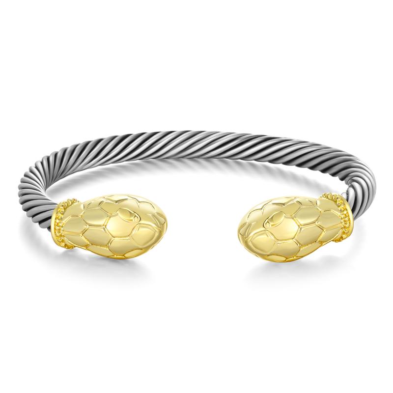 MYTYS Twisted Snake Head Cuff Bracelet Two-Tone Adjustable Braided Bangle for Men & Women Elegant Minimalist Trendy Stack Jewelry MYTYS Twisted Snake Head Cuff Bracelet Two-Tone Adjustable Braided Bangle for Men & Women Elegant Minimalist Trendy Stack Jewelry