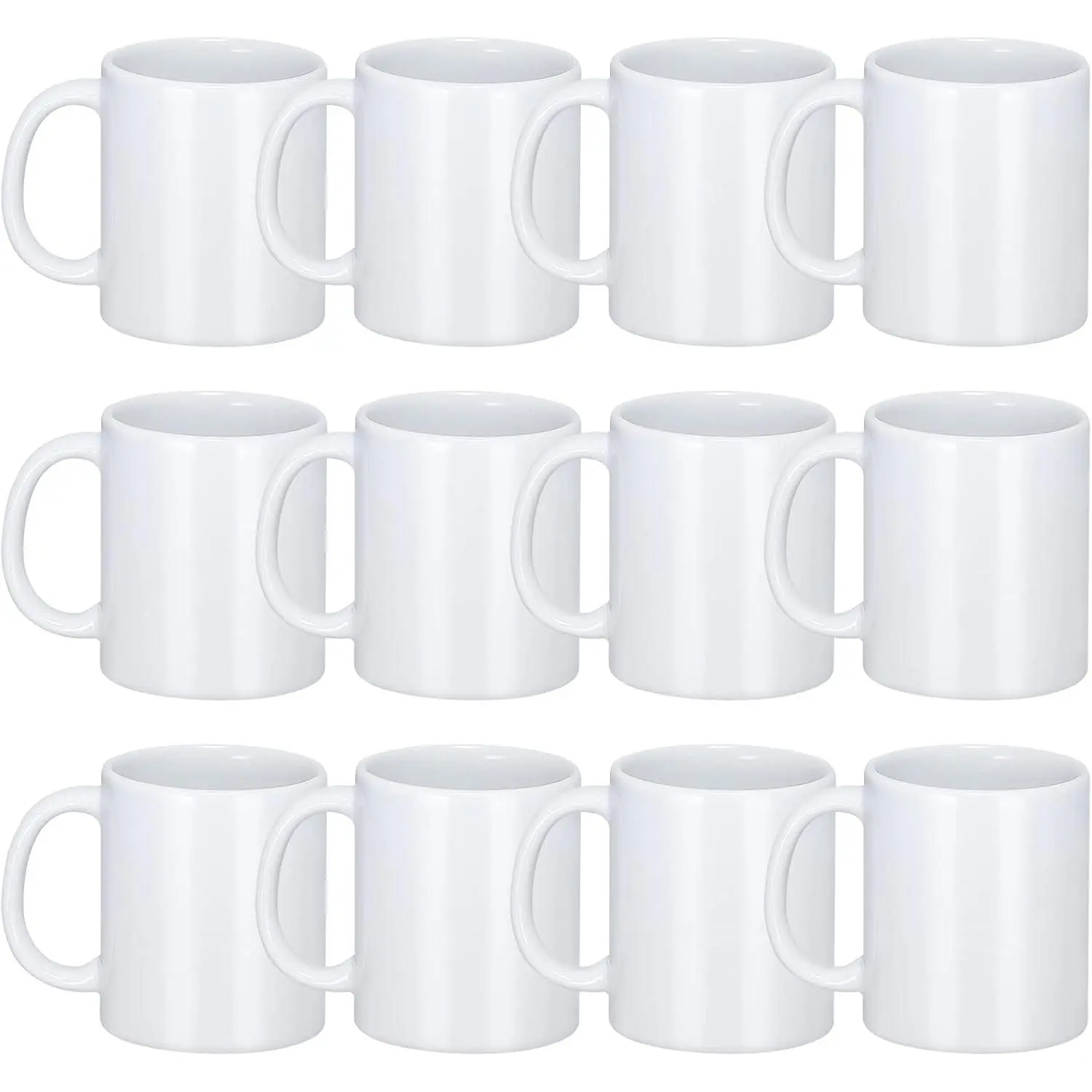 Sublimation Mugs,  Coffee Mugs Set of 12 White Ceramic Sublimation Cups 11 oz Christmas Coffee Mug for Soup  Milk Latte Hot