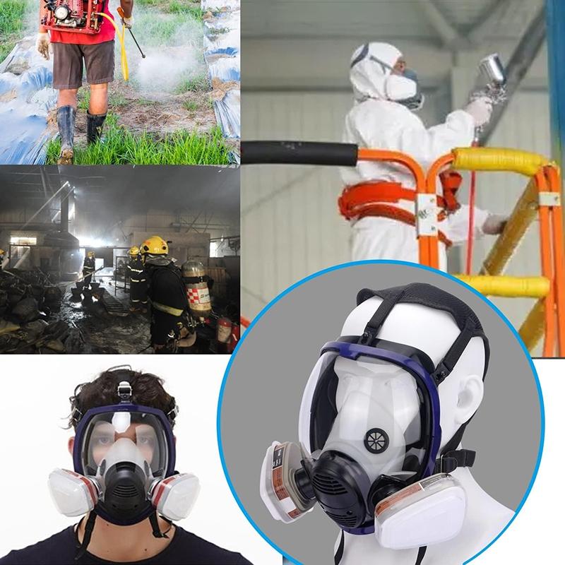 17 in 1 Full Face Respirator, Respirator Mask, Reusable Protective Face Cover with Adjustable Strap Widely Used in Organic Gas, Anti-Dust, Paint Sprayer, Chemical, Woodworking (Eye Protection)