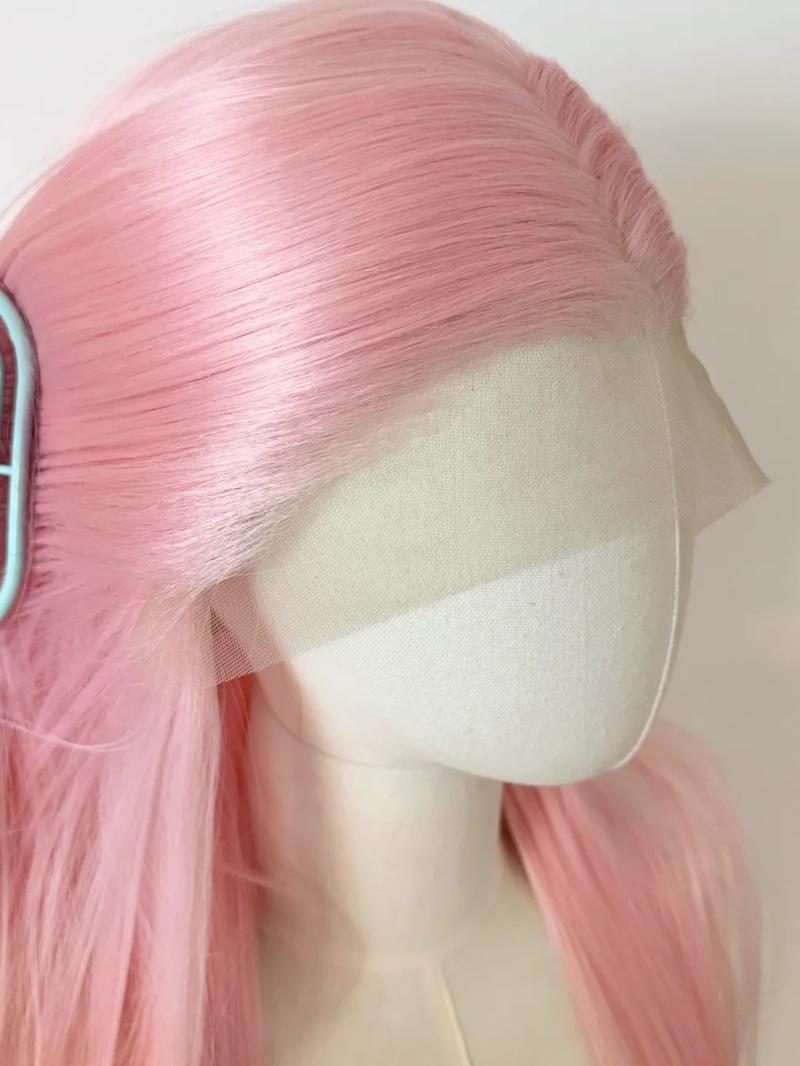 Light Pink Wig for Women 13x4 Lace Front Wig 26inch Long Straight Synthetic Wigs Soft Natural Heat-resistant Fiber Cosplay Wig Synthetic Hair