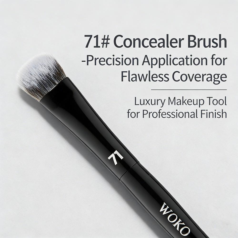 Pro71 Angled Concealer Brush, Buildable Coverage, Professional Concealer Blending, Liquid Cream Makeup Tool, Ideal for Precision Application